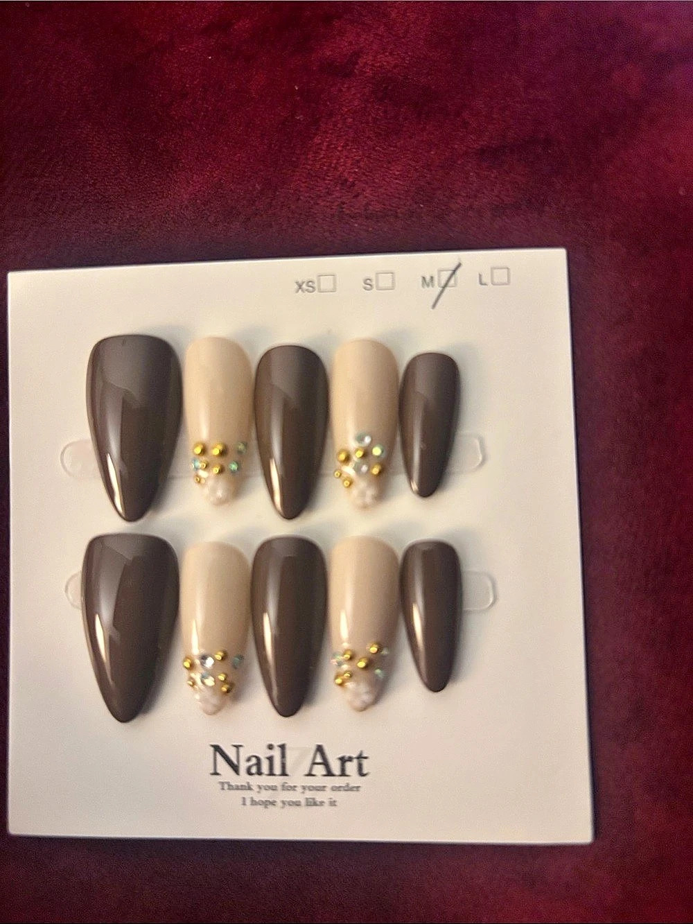 Brown & Beige Nail Art Press-On Nails
